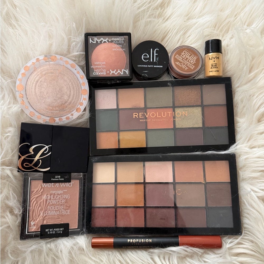Makeup bundle NYX Revolution eyeshadow palette Estée Lauder blush highlight